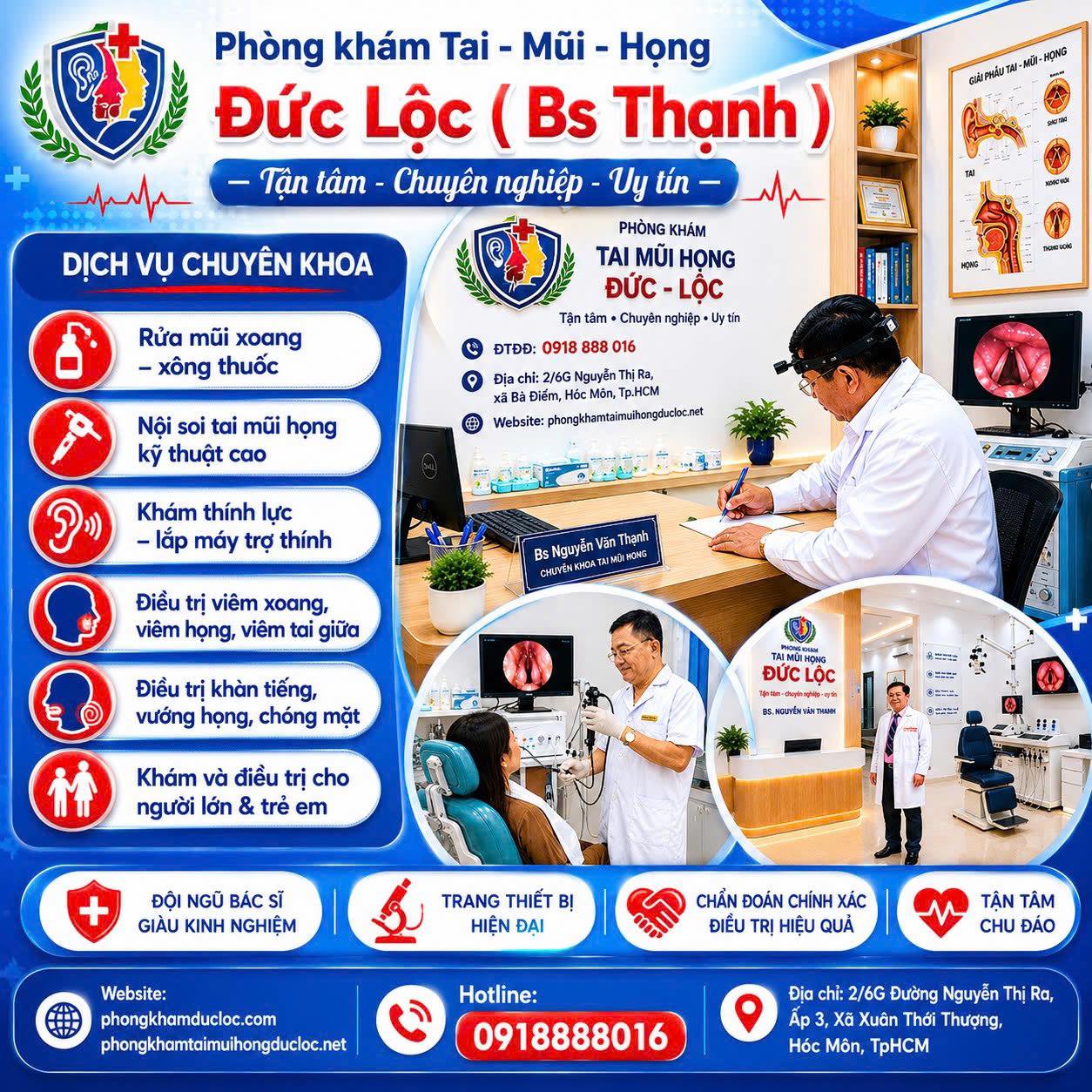 Phòng Khám Tai Mũi Họng Đức Lộc - Địa Chỉ Khám Tai Mũi Họng Uy Tín Tại Hóc Môn